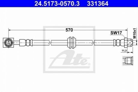 24517305703 ATE Шланг гальмівний MINI COOPER 03- /L+P/