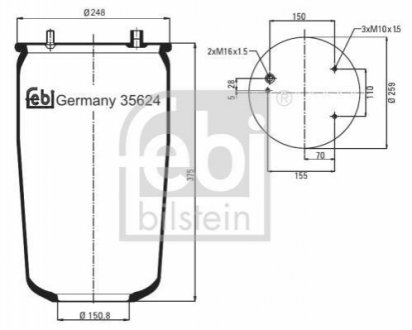 35624 FEBI BILSTEIN Пневмоподушка подвески без поршня