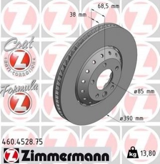 460452875 ZIMMERMANN Диск гальмівний FORMULA Z левый