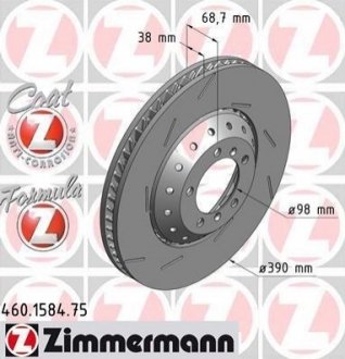 460158475 ZIMMERMANN Диск гальмівний FORMULA Z лівий