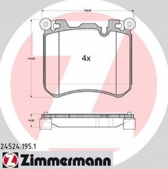 245241951 ZIMMERMANN Колодки гальмівні дискові, к-кт