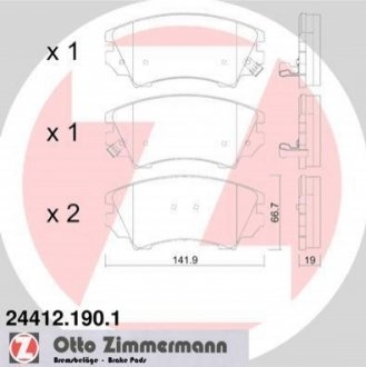 244121901 ZIMMERMANN Колодки гальмівні дискові, к-кт