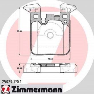 250291701 ZIMMERMANN Колодки гальмівні дискові, к-кт