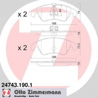 24743.190.1 ZIMMERMANN Колодки тормозные (без датчика)