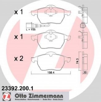 23392.200.1 ZIMMERMANN Колодки тормозные (с датчиком)