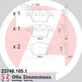 23746.185.1 ZIMMERMANN Колодки тормозные (с датчиком)