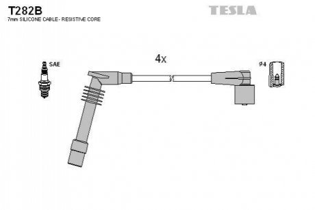 T282B TESLA Комплект кабелів високовольтних