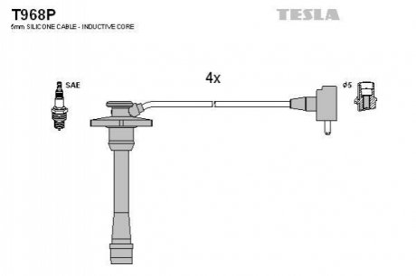 T968P TESLA Комплект кабелiв запалювання