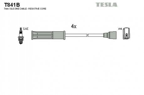 T841B TESLA Кабель запалювання к-кт TESLA Renault 89-05 1,6