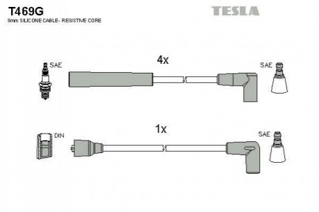 T469G TESLA Комплект кабелiв запалювання