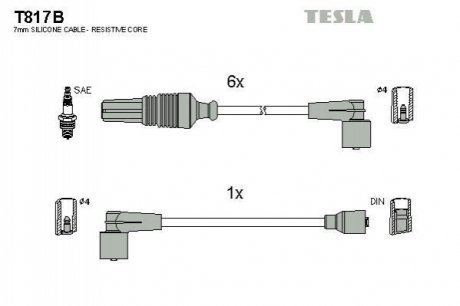 T817B TESLA Кабель запалювання к-кт TESLA Citroen,Peugeot 605 89-00 3,0