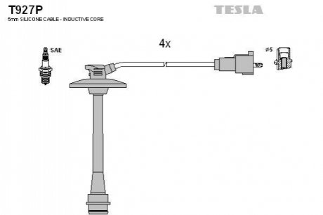 T927P TESLA Проводавысоковольтные,комплект Toyota Solara 2.2 (00-02),Toyota Solara 2.2 (98-0