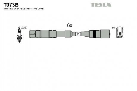 T073B TESLA Комплект кабелiв запалювання