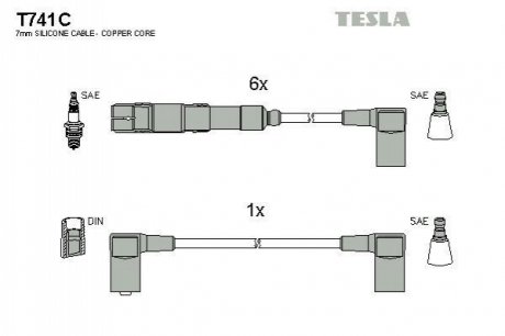 T741C TESLA Комплект кабелiв запалювання