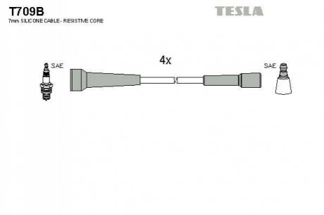 T709B TESLA Комплект кабелiв запалювання