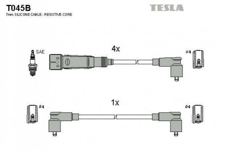 T045B TESLA Комплект кабелів високовольтних