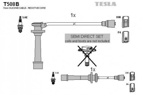 T508B TESLA Проводавысоковольтные,комплект Kia Shuma ii 1.8 (03-04),Kia Carens i 1.8 (00-02)