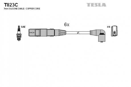 T823C TESLA Кабель запалювання к-кт TESLA Ford Galaxy 2,8 96-00,VW 2,8 VR6 92-00