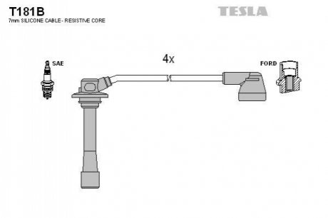 T181B TESLA Кабель запалювання к-кт TESLA Mazda 626 1,8