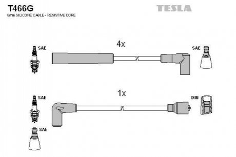 T466G TESLA Комплект кабелiв запалювання