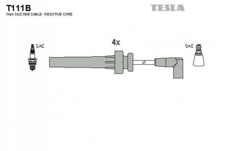 T111B TESLA Комплект кабелiв запалювання