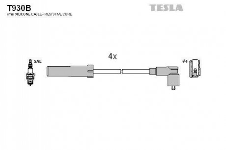 T930B TESLA Проводавысоковольтные,комплект Dacia Dokker 1.6 (12-),Dacia Dokker 1.6 (13-) (T9