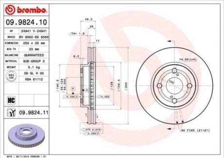 09.9824.10 BREMBO Гальмівний диск