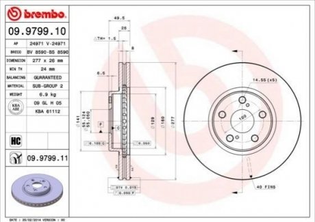 09.9799.10 BREMBO Гальмівний диск вентильований