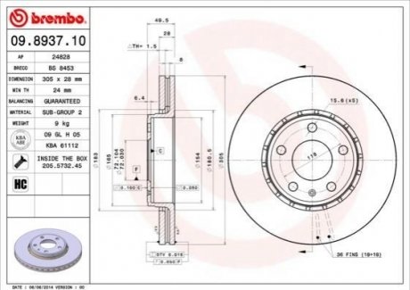 09.8937.10 BREMBO Гальмівний диск