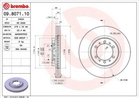 09.8071.10 BREMBO Гальмівний диск