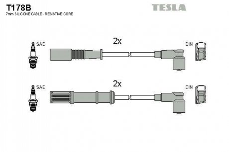 T178B TESLA Кабель запалювання к-кт TESLA Fiat,Lancia 96-