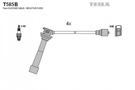 T585B TESLA Комплект кабелiв запалювання