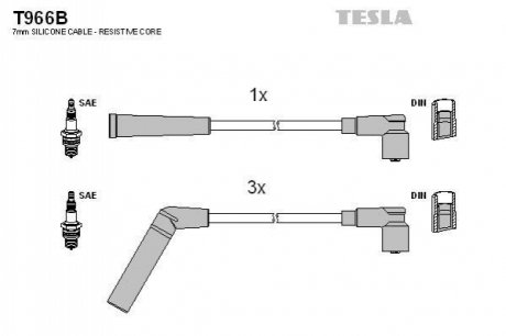 T966B TESLA Комплект кабелiв запалювання