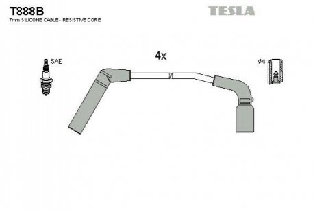 T888B TESLA Провода високої напруги