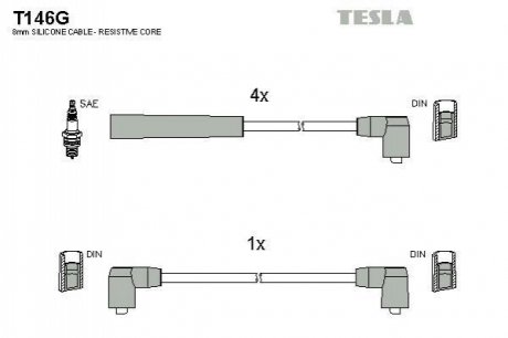 T146G TESLA Комплект кабелiв запалювання