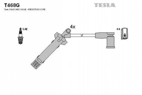 T468G TESLA Комплект кабелiв запалювання