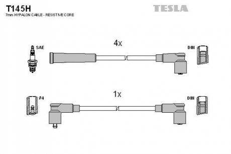 T145H TESLA Комплект кабелiв запалювання