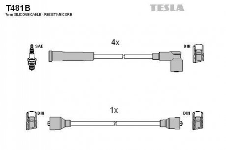 T481B TESLA Кабель запалювання к-кт TESLA Mazda 323 80-89 1,1