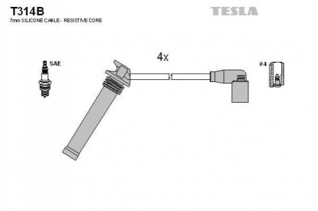 T314B TESLA Комплект кабелів високовольтних