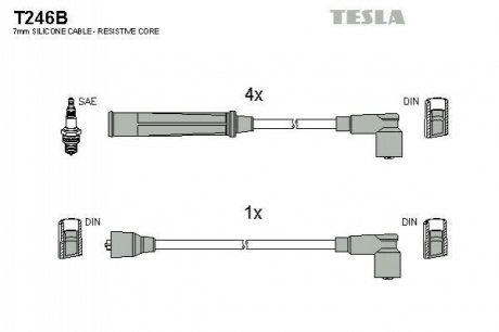 T246B TESLA Комплект кабелiв запалювання