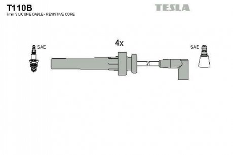 T110B TESLA Комплект кабелiв запалювання