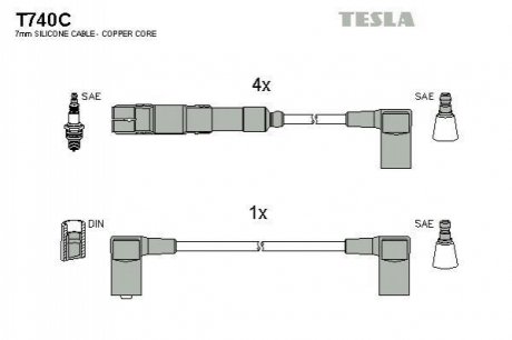 T740C TESLA Комплект кабелiв запалювання