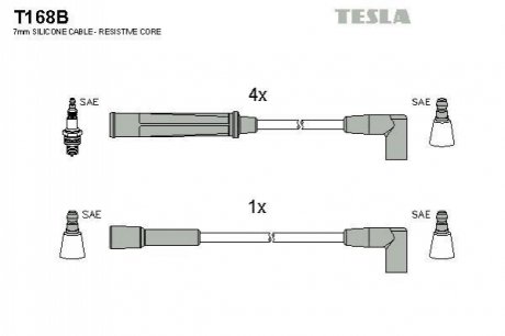 T168B TESLA Комплект кабелiв запалювання