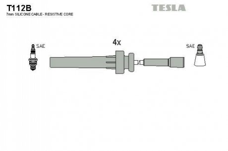 T112B TESLA Кабель запалювання к-кт TESLA Chrysler Cruiser 2.0