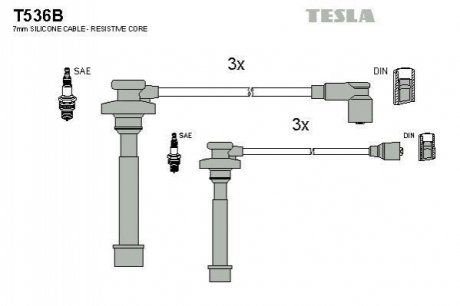 T536B TESLA Комплект кабелiв запалювання