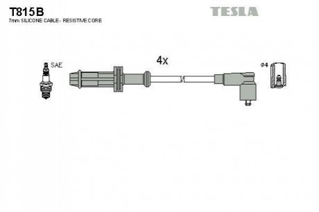 T815B TESLA Комплект кабелiв зажигание