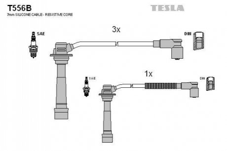 T556B TESLA Комплект кабелiв запалювання