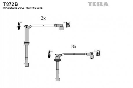 T872B TESLA Комплект кабелiв запалювання