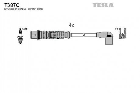 T387C TESLA Комплект кабелiв зажигание