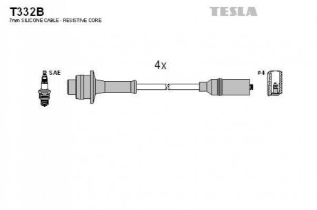 T332B TESLA Комплект кабелiв запалювання